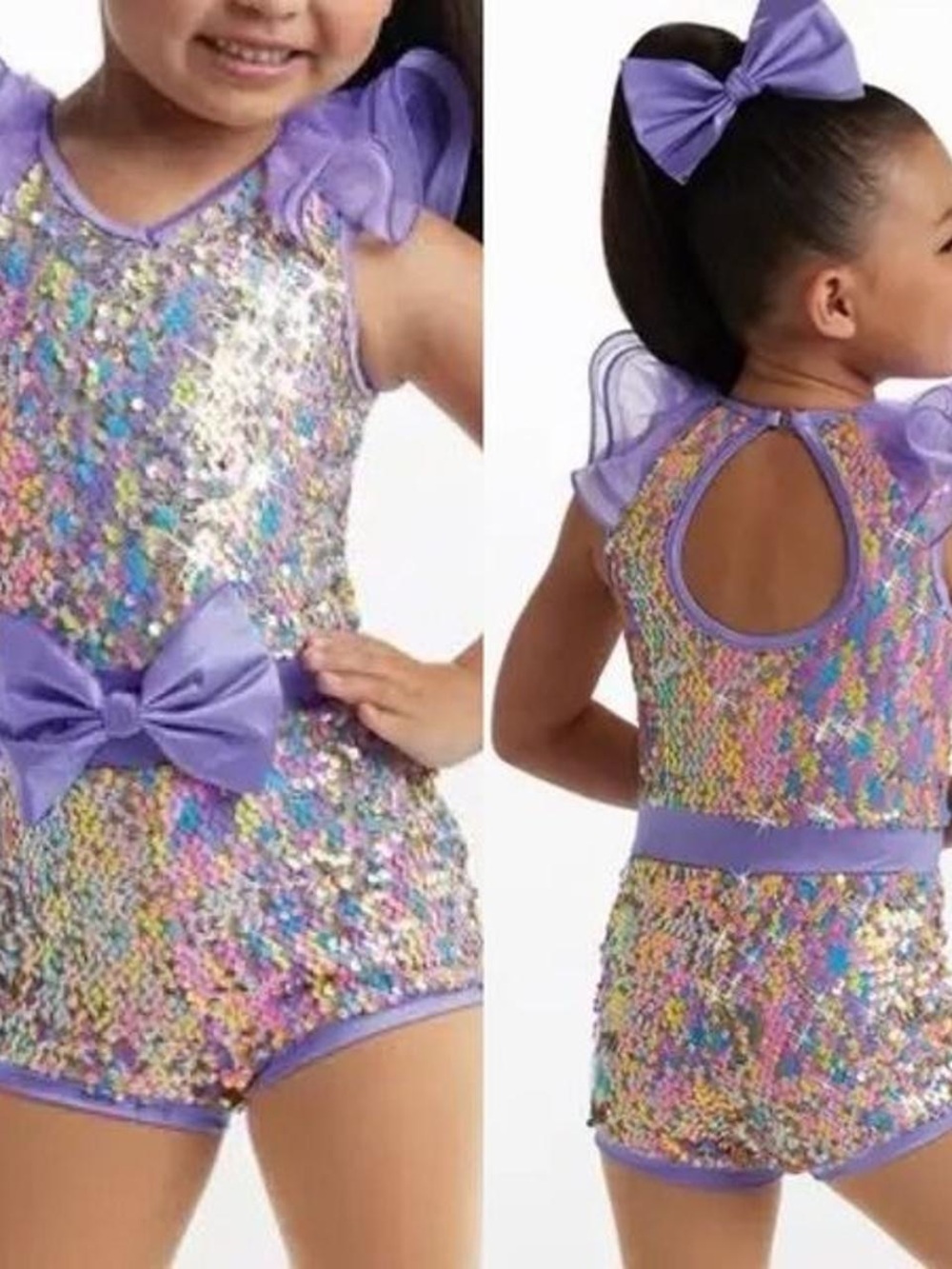 Weissman SC 4-6 Purple Sequin Biketard romper Dance Costume Jazz Tap 13871